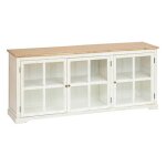 Buffet 3 portes en verre olbia 180x80cm blanc - atmosphera cr�ateur dint�rieur