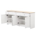 Buffet avec 3 tiroirs et 4 portes style scandinave pour salon ou salle � manger mdf blanc et ch�ne clair ...