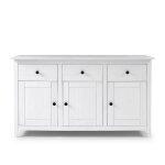 Buffet � 3 tiroirs et 3 portes meuble de rangement coloris blanc - longueur 134 x profondeur 40 x hauteur ...