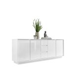 Buffet 4 portes et 3 tiroirs collection cream coloris blanc laqu� brillant.