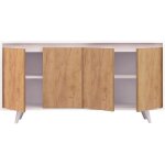 Buffet 4 portes blanc & effet ch�ne 140 cm - corin