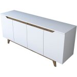 Buffet 4 portes blanc pi�tement noyer 180 cm - nola