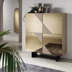 Buffet 4 portes en verre miroir bronze et caisse gris tourterelle arte120 - gris - blanc - enfant