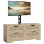 Buffet 4 tiroirs style farmhouse meuble tv support jusqu� 70 portes rotin structure en bois naturel commode ...