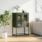 Buffet en acier - vidaxl - vert olive - 68x39x107 cm - 4 compartiments - 2 portes - capacit� 70 kg - ...