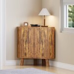 Buffet d?angle industriel compact 3 niveaux portes rainur�es et �tag�re r�glable forme triangulaire pour ...