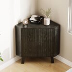 Buffet d?angle industriel compact 3 niveaux portes rainur�es et �tag�re r�glable forme triangulaire pour ...