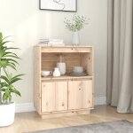 Buffet armoire latrale meuble de rangement 60x34x75 cm bois massif de pin br - marron - aspect bois