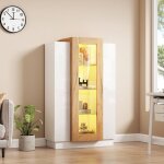 Buffet - armoire de salon avec 3 portes - portes transparentes - vitrine haute brillance avec led - biblioth�q ...