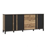 Buffet / armoirette dcor bois clair avec pitement mtal noir - celia