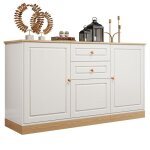 Buffet - bahut 135. 5x39x76cm 3 portes et 2 tiroirs meuble de rangement multifonctionnel pour salon et ...