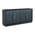 Buffet - bahut 169x40x80cm noirmeuble tv extra - largevitrine incurv�erangement spacieux pour saloncuisinesall ...