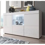 Buffet bahut 2 portes 1 tiroir led 135 x 70 x 34 cm couleur blanc finition brillante rangement sefora ... Buffet bahut 2 portes 1 tiroir led 135 x 70 x 34 cm couleur blanc finition brillante rangement sefora ...
