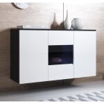 Buffet bahut 3 portes 2 étagères vitrine led 120 x 70 x 40 cm couleur noir et blanc finition brillante ... Buffet bahut 3 portes 2 étagères vitrine led 120 x 70 x 40 cm couleur noir et blanc finition brillante ...