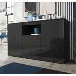 Buffet bahut 3 portes pour salon ou salle à manger rangement 140 x 82 x 40 cm couleur noir avec finition ... Buffet bahut 3 portes pour salon ou salle à manger rangement 140 x 82 x 40 cm couleur noir avec finition ...