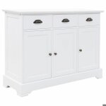 Buffet bahut armoire console meuble de rangement avec 3 portes mdf et bois de pin