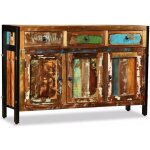 Buffet bahut armoire console meuble de rangement bois de recuperation massif 120 cm