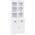 Buffet bahut armoire console meuble de rangement vaisselier avec 4 portes mdf et bois de pin 180 cm