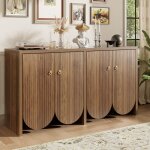 Buffet bahut - becag - buffet de salon avec 4 portes - buffet de cuisine avec �tag�res r�glables - 147x40x80cm ...