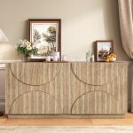 Buffet bahut - becag - buffet de salon moderne 160x40x80cm - buffet bas avec 4 portes - naturel