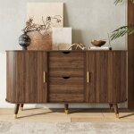 Buffet bahut - becag - buffet de salon moderne avec 2 portes coulissantes et 2 tiroirs - buffet bas - ...