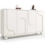 Buffet - bahut blanc 120x35x71cmmeuble rangement salle � manger / salonplateau r�glableanti - basculement ...