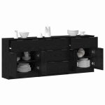 Buffet bahut / commode mvs - multi - rangement - meuble sur pied - 3 pcs ch�ne noir 181x30x70cm bois ...