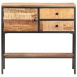 Buffet bahut / commode mvs - multi - rangement - meuble sur pied - 85x30x80cm bois de manguier brut &26 ...