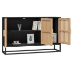 Buffet bahut / commode mvs - multi - rangement - meuble sur pied - noir 105x30x65cm bois ding�nierie ...