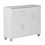 Buffet - bahut - enfilade contemporain blanc design en panneau de particules agglom�r�es l. 90 x p. 30 ...