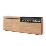Buffet, bahut, enfilade, meuble de séjour, 200x35x75cm, 1feu électrique, couleur chêne et noir, rf2318 ... Buffet, bahut, enfilade, meuble de séjour, 200x35x75cm, 1feu électrique, couleur chêne et noir, rf2318 ...