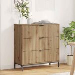 Buffet - bahut - enfilade vidaxl buffet ch�ne artisanal 795 x 33 x 82 cm bois ding�nierie