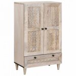 Buffet - bahut - enfilade vidaxl haut armoire blanc 60 x 33 x 100 cm bois de manguier massif