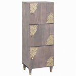 Buffet - bahut - enfilade vidaxl haut armoire gris et or 40 x 33 x 110 cm bois de mangue massif