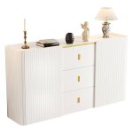 Buffet bahut led blanc 150cm - commode 2 portes 2 tiroirs �clairage led - meuble rangement haut pour ...