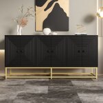 Buffet moderne - 6 portes - noir mat - grand espace de rangement - design �pur�
