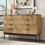 Buffet bahut noir / naturel 120x395x80cm ? meuble rangement moderne adapt� salon / salle � manger / entr�e ...