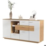 Buffet bahut - pdzzzd - armoire de salon moderne - �clairage led - 2 portes - 4 tiroirs