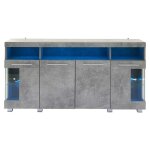 Buffet - bahut table dappoint couleur cimentbuffet large140x40x70cm avec �clairage led et 3 compartiments ...