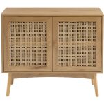 Buffet ines effet chne et cannage rotin l90cm - bois