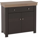Buffet bas 2 portes 1 tiroir chne et gris corniche - l 88 x l 39. 7 x h 81. 3 cm