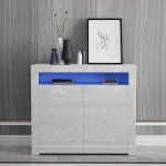 Buffet bas 2 portes - brillant - armoire de cuisine avec eclairage led - meuble dentrée de rangement ... Buffet bas 2 portes - brillant - armoire de cuisine avec eclairage led - meuble dentrée de rangement ...
