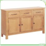 Buffet bas - 247598 - ch�ne massif - marron - 112 x 335 x 70 cm