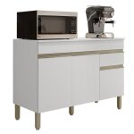 Buffet bas 3 portes 1 tiroir blanc 5 niches l 120 h 86 p 53. 3 cm - l 120 x l 53. 3 x h 86 cm