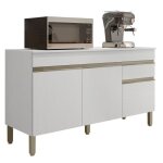 Buffet bas 3 portes 1 tiroir blanc 5 niches l 150 h 86 p 53. 3 cm - l 150 x l 53. 3 x h 86 cm