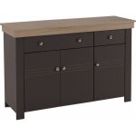 Buffet bas 3 portes 2 tiroirs chne et gris corniche - l 122 x l 39. 7 x h 81. 3 cm