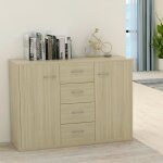 Buffet bas - agglomr - chne sonoma - 4 tiroirs et 2 portes
