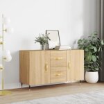 Buffet bas - akozon - 100x36x60 cm - bois dingnierie - chne sonoma - 2 portes