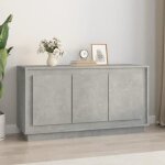 Buffet bas - akozon - gris bton - bois dingnierie - 102x35x55 cm - 6 compartiments