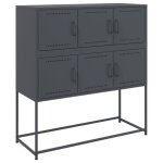Buffet bas - marque - anthracite - mtal - industriel - 6 portes